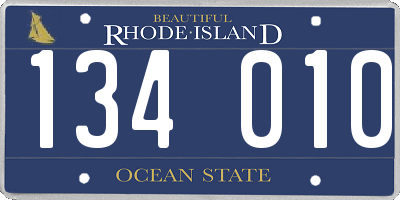 RI license plate 134010