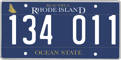RI license plate 134011