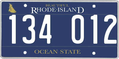 RI license plate 134012