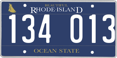 RI license plate 134013
