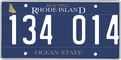 RI license plate 134014