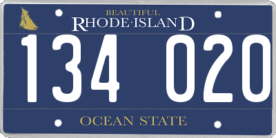 RI license plate 134020