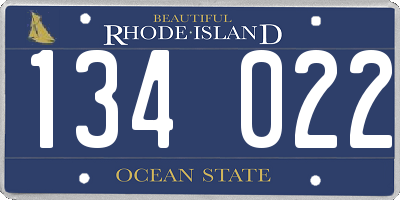 RI license plate 134022