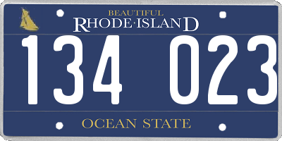 RI license plate 134023
