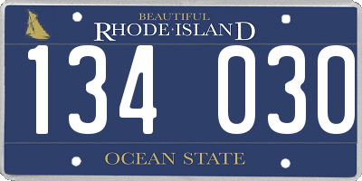 RI license plate 134030