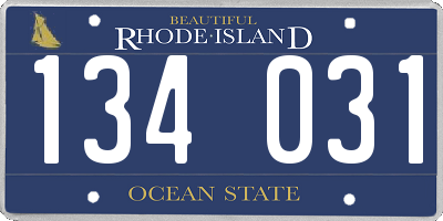RI license plate 134031