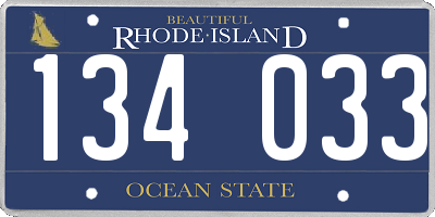RI license plate 134033