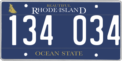 RI license plate 134034