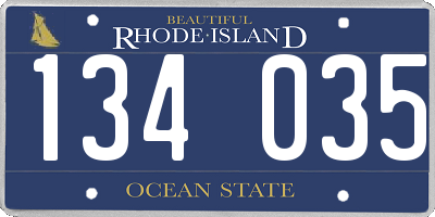 RI license plate 134035