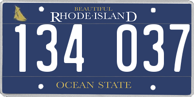 RI license plate 134037