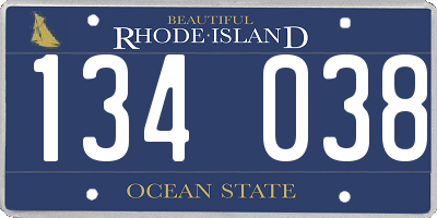 RI license plate 134038