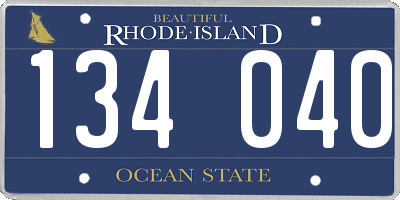 RI license plate 134040