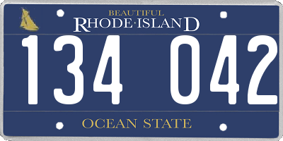 RI license plate 134042