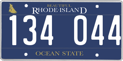 RI license plate 134044