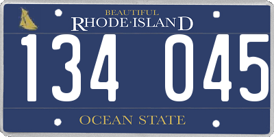 RI license plate 134045