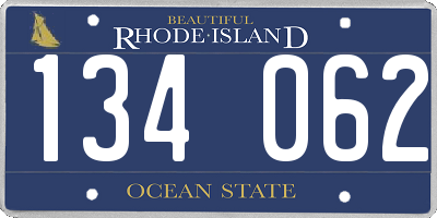 RI license plate 134062