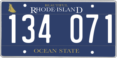 RI license plate 134071