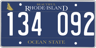 RI license plate 134092