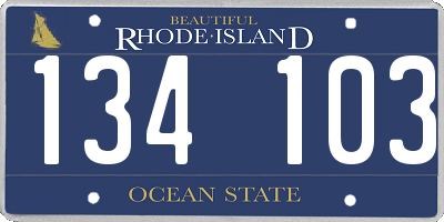 RI license plate 134103