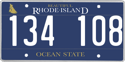 RI license plate 134108