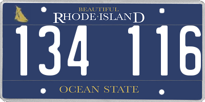 RI license plate 134116
