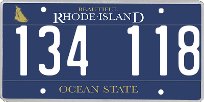 RI license plate 134118