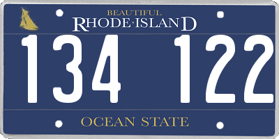 RI license plate 134122