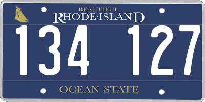 RI license plate 134127