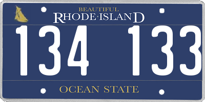 RI license plate 134133