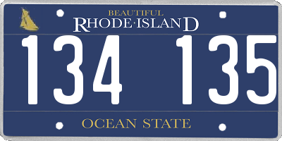 RI license plate 134135