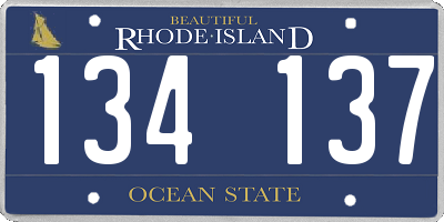 RI license plate 134137