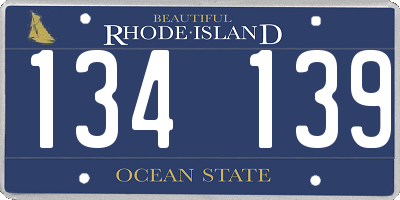 RI license plate 134139