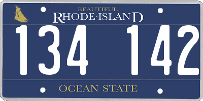 RI license plate 134142