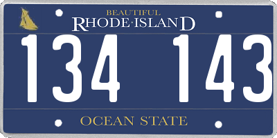 RI license plate 134143