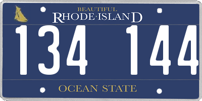 RI license plate 134144