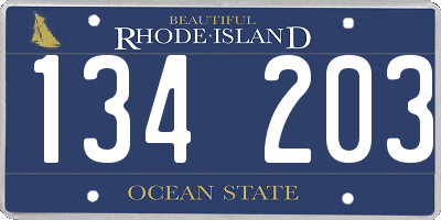 RI license plate 134203
