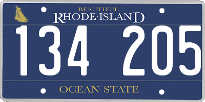 RI license plate 134205