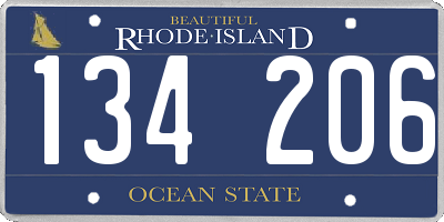 RI license plate 134206