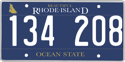 RI license plate 134208