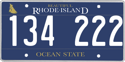 RI license plate 134222