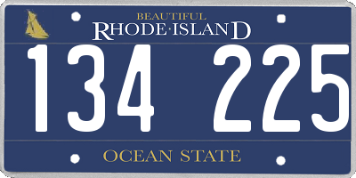 RI license plate 134225