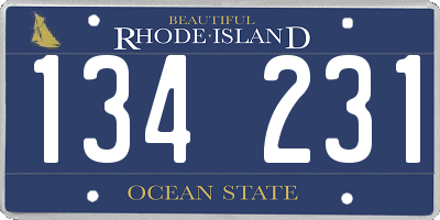 RI license plate 134231