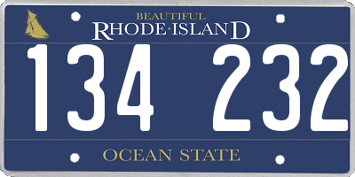 RI license plate 134232