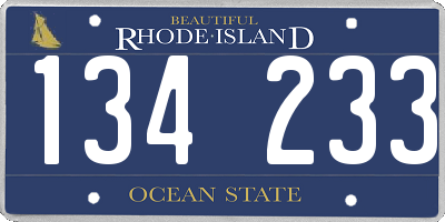 RI license plate 134233