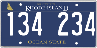 RI license plate 134234