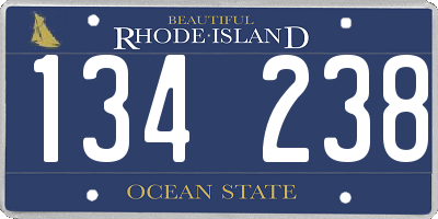 RI license plate 134238