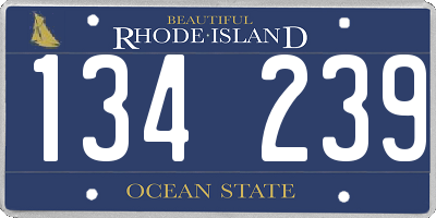 RI license plate 134239