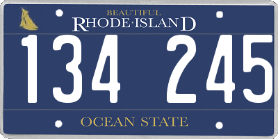 RI license plate 134245