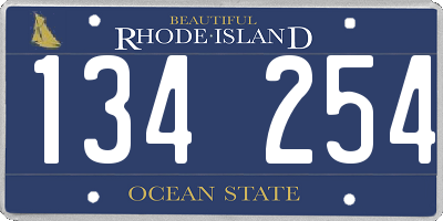 RI license plate 134254