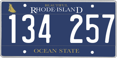 RI license plate 134257
